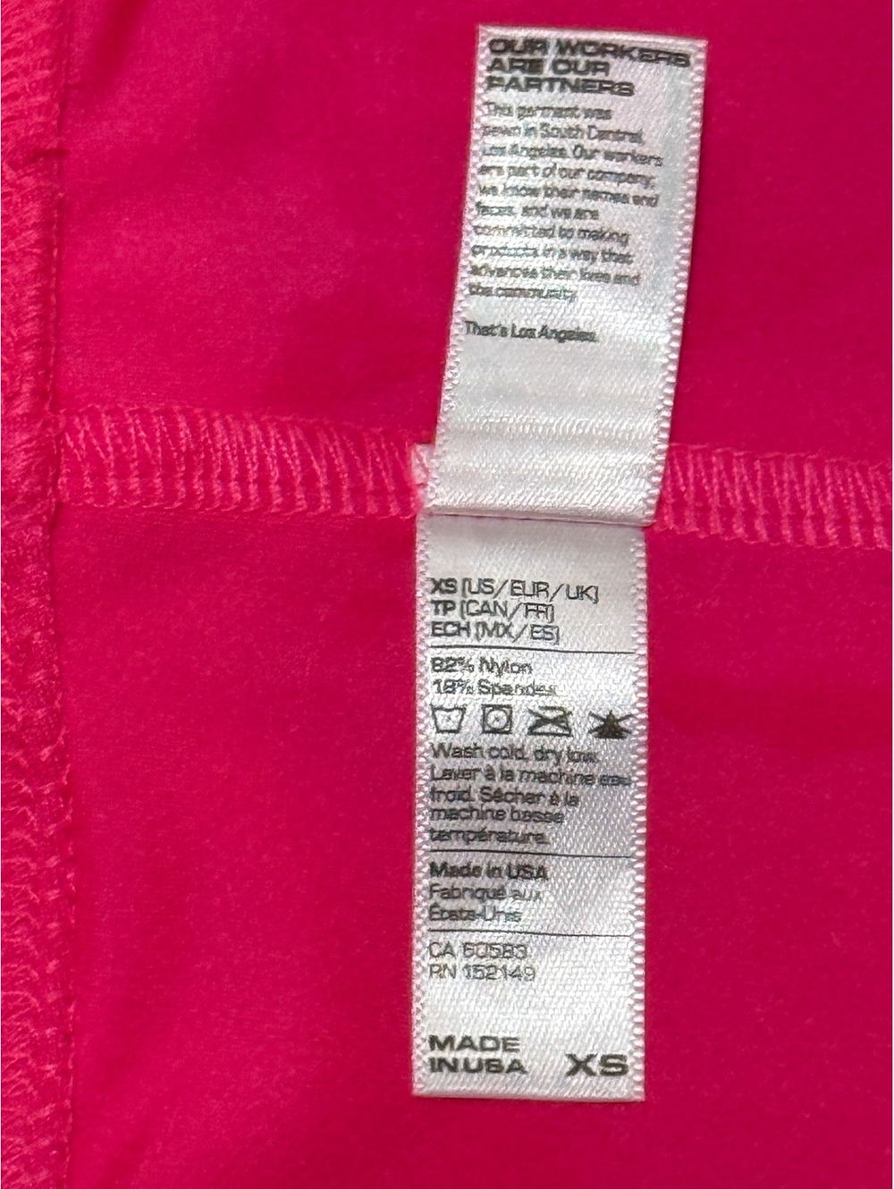 Los Angeles Apparel Hot Pink Nylon Tricot Spandex Bike or Costume Shorts | XS - Picture 5 of 5